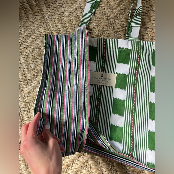 Kit kemp firmdale hotels cotton canvas bag ikat green - Picture 2 of 3